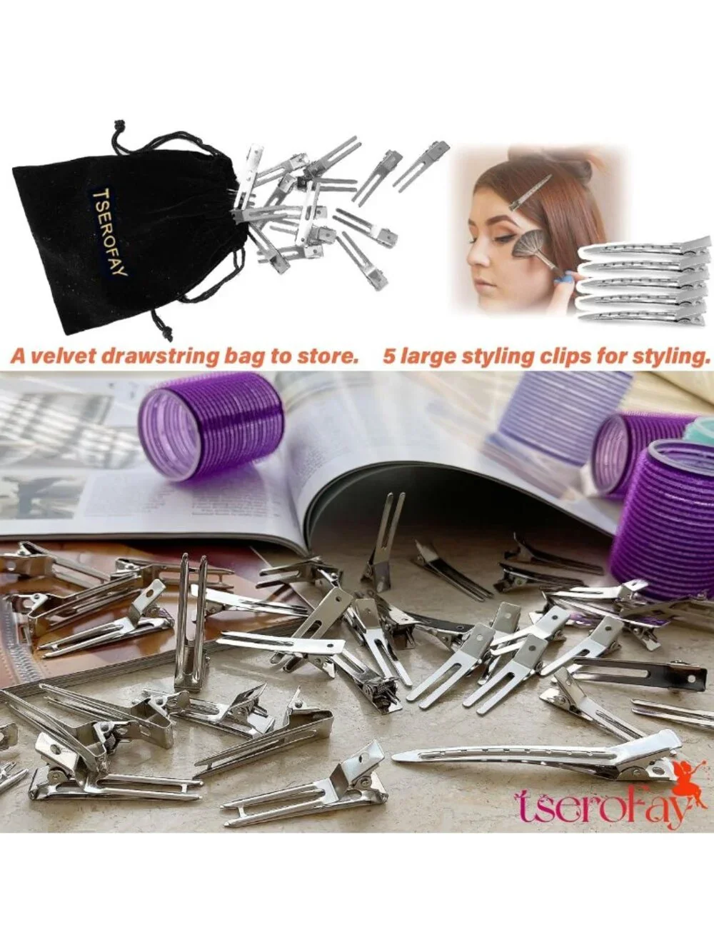 Stylish Silver Duckbill Clips for Women - Double Prong Pin Curl Roller Hair